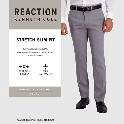 Kenneth Cole Men's Slim Fit Heather Dress Pant, Black, 30W x 32L