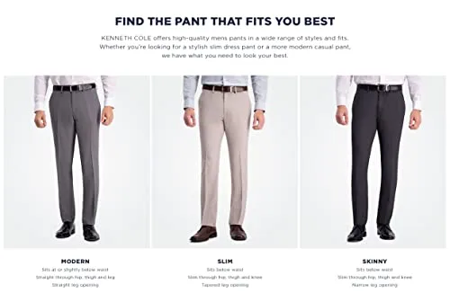 Kenneth Cole Men's Slim Fit Heather Dress Pant, Black, 30W x 32L