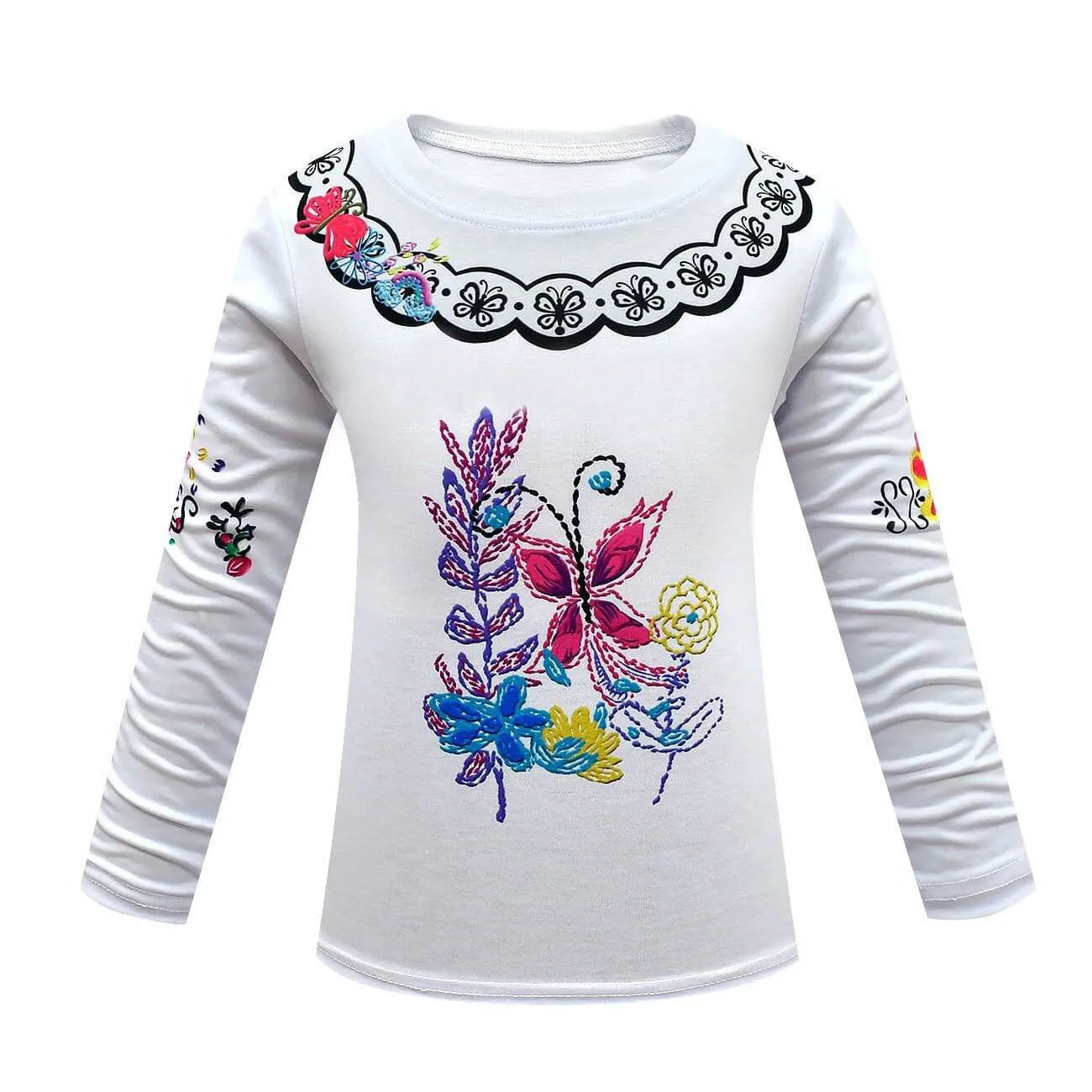Kids Mirabel Cosplay Outfit Long Sleeve Tops Pants Cloak Wig and Bag Full Set for Halloween