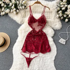 Lace Embroidered Hollowed Slip Dress