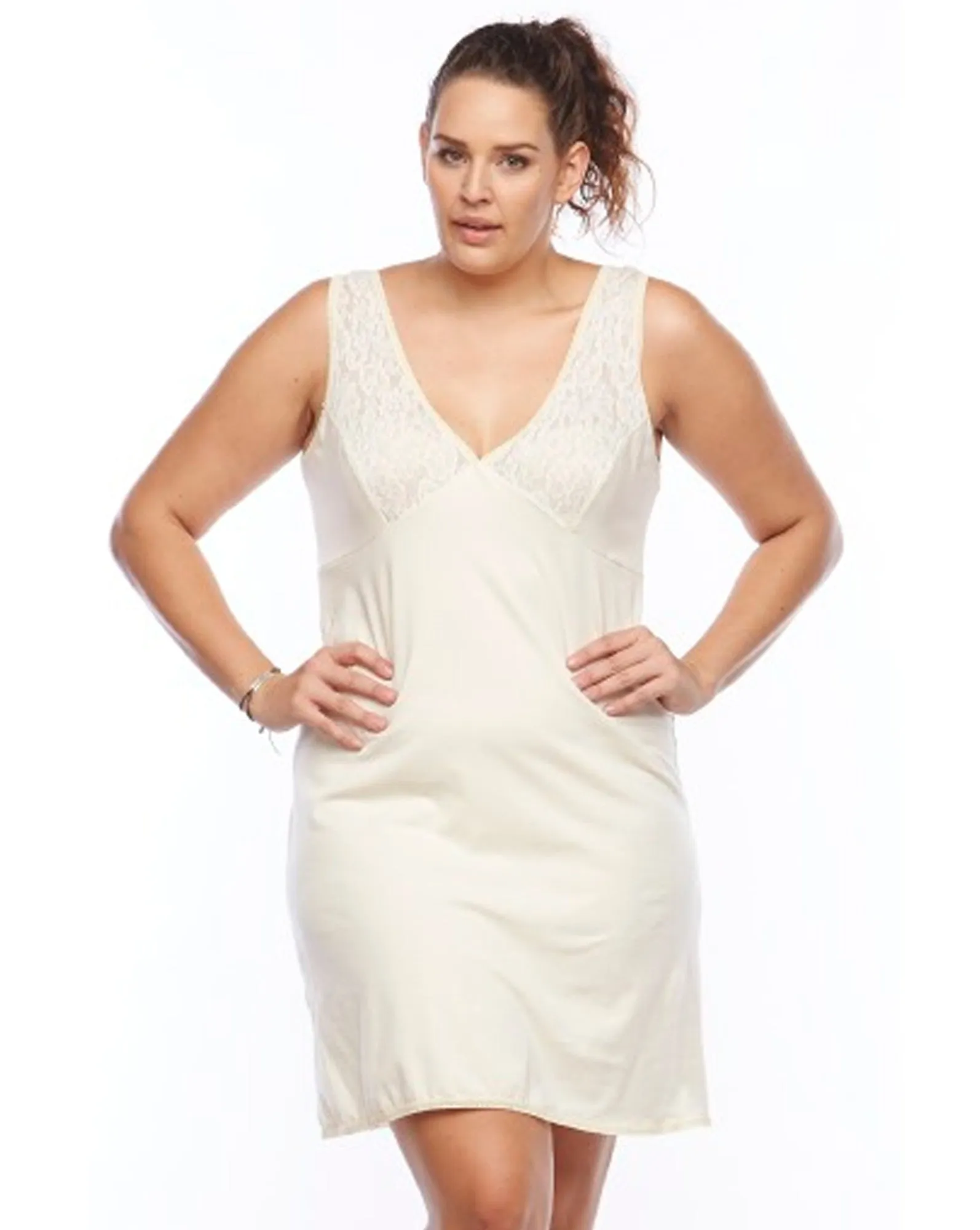 Lace Top Organic Cotton Slinky - White