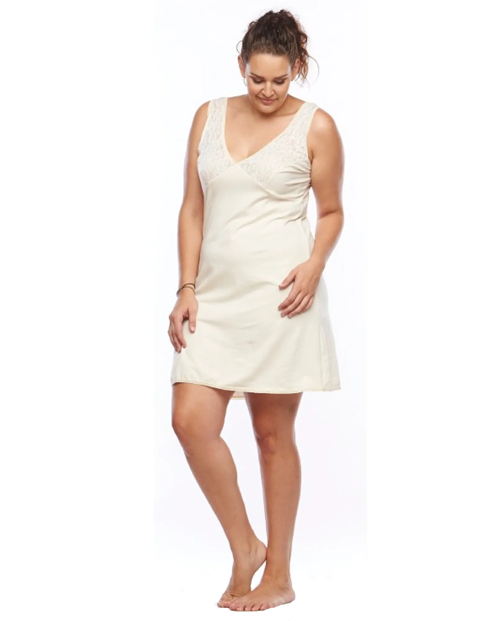 Lace Top Organic Cotton Slinky - White