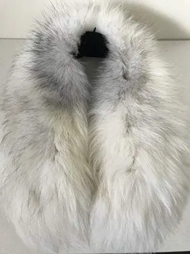 Large shawl collar made of arctic fox fur, lined and with buttons included  Handmade Products