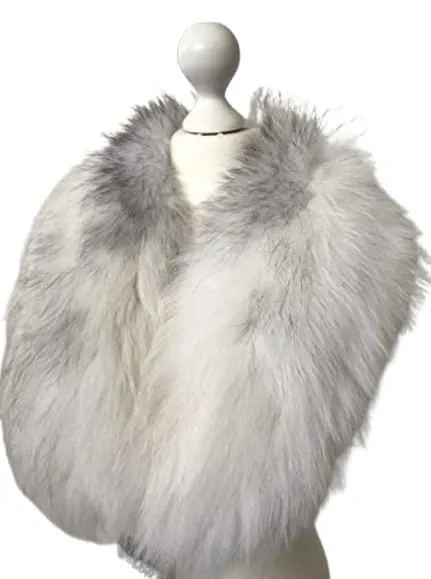 Large shawl collar made of arctic fox fur, lined and with buttons included  Handmade Products