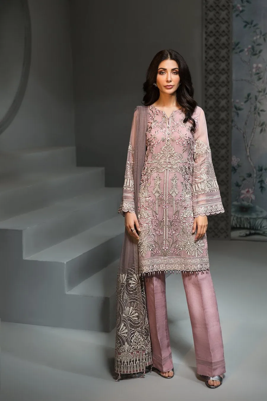 Latest Pakistani Chiffon Party Dress in Elegant Design #J4351