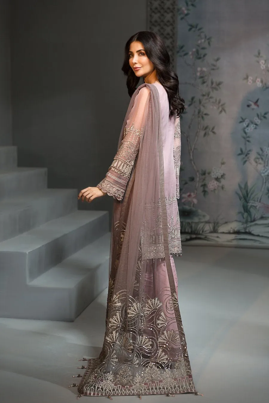 Latest Pakistani Chiffon Party Dress in Elegant Design #J4351