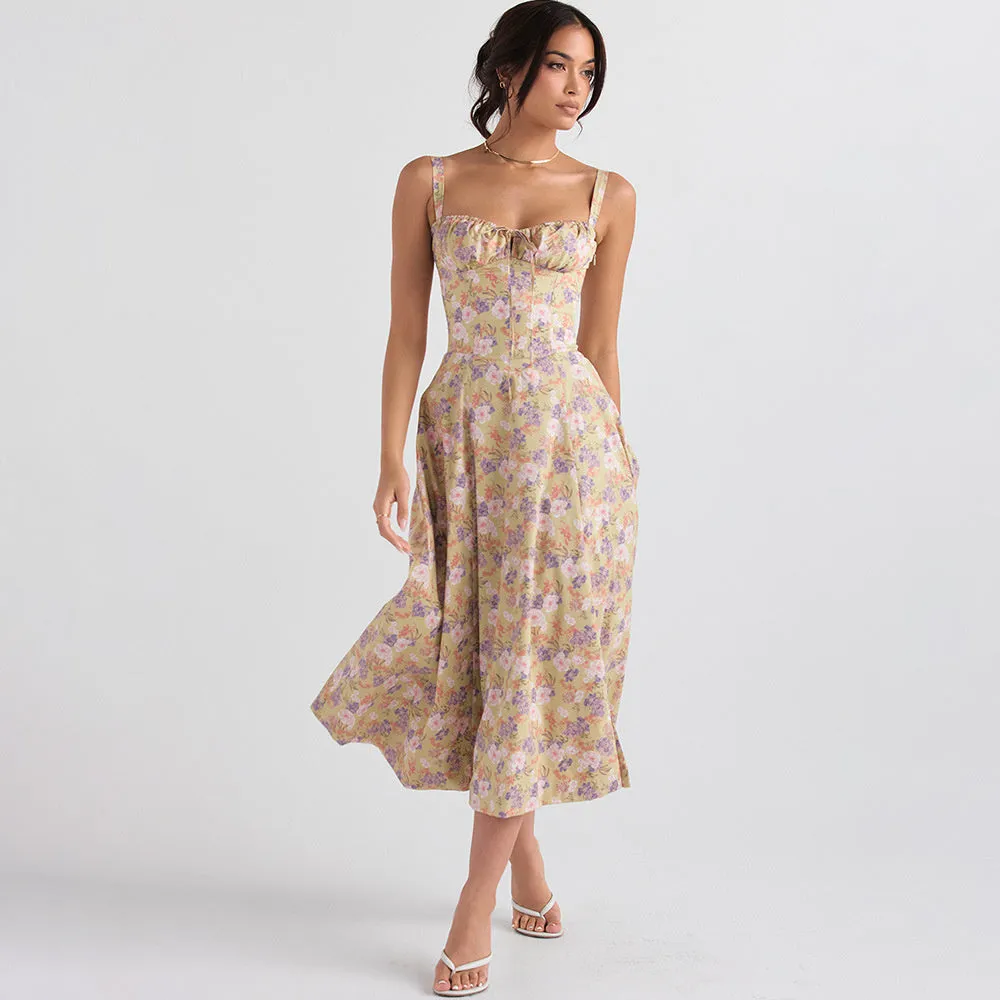 Laura Floral Print Sexy Midi Dress