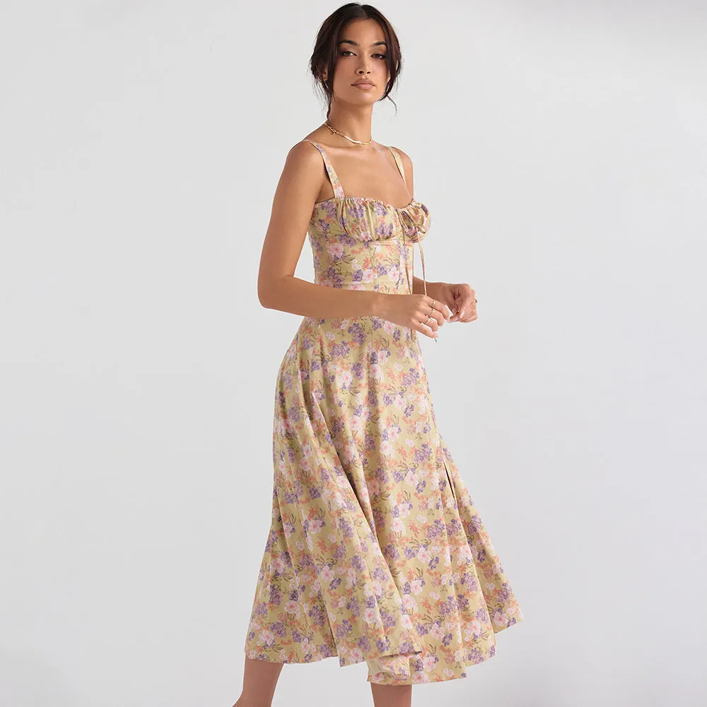 Laura Floral Print Sexy Midi Dress