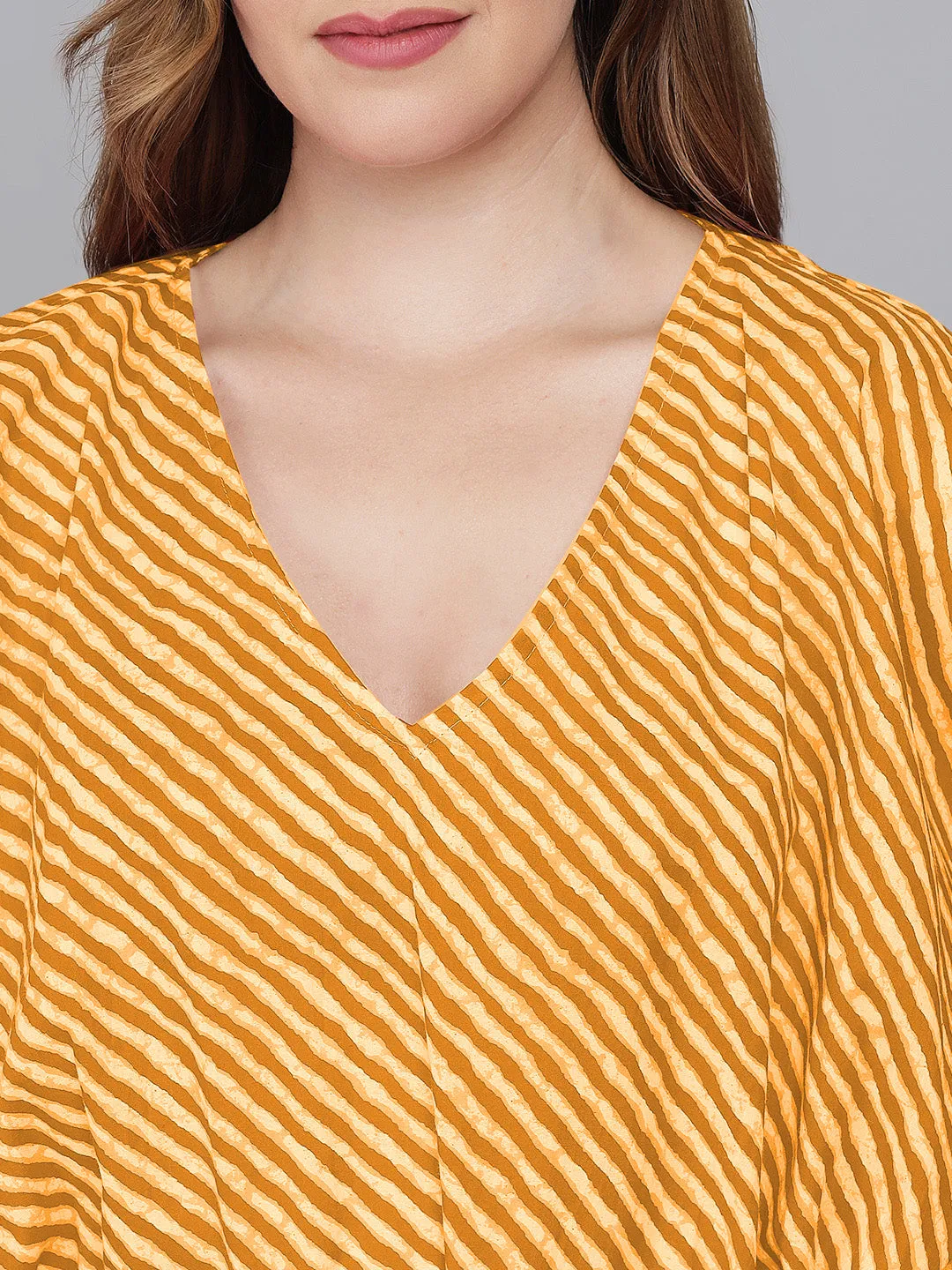 Leheriya Print Kaftan - Yellow