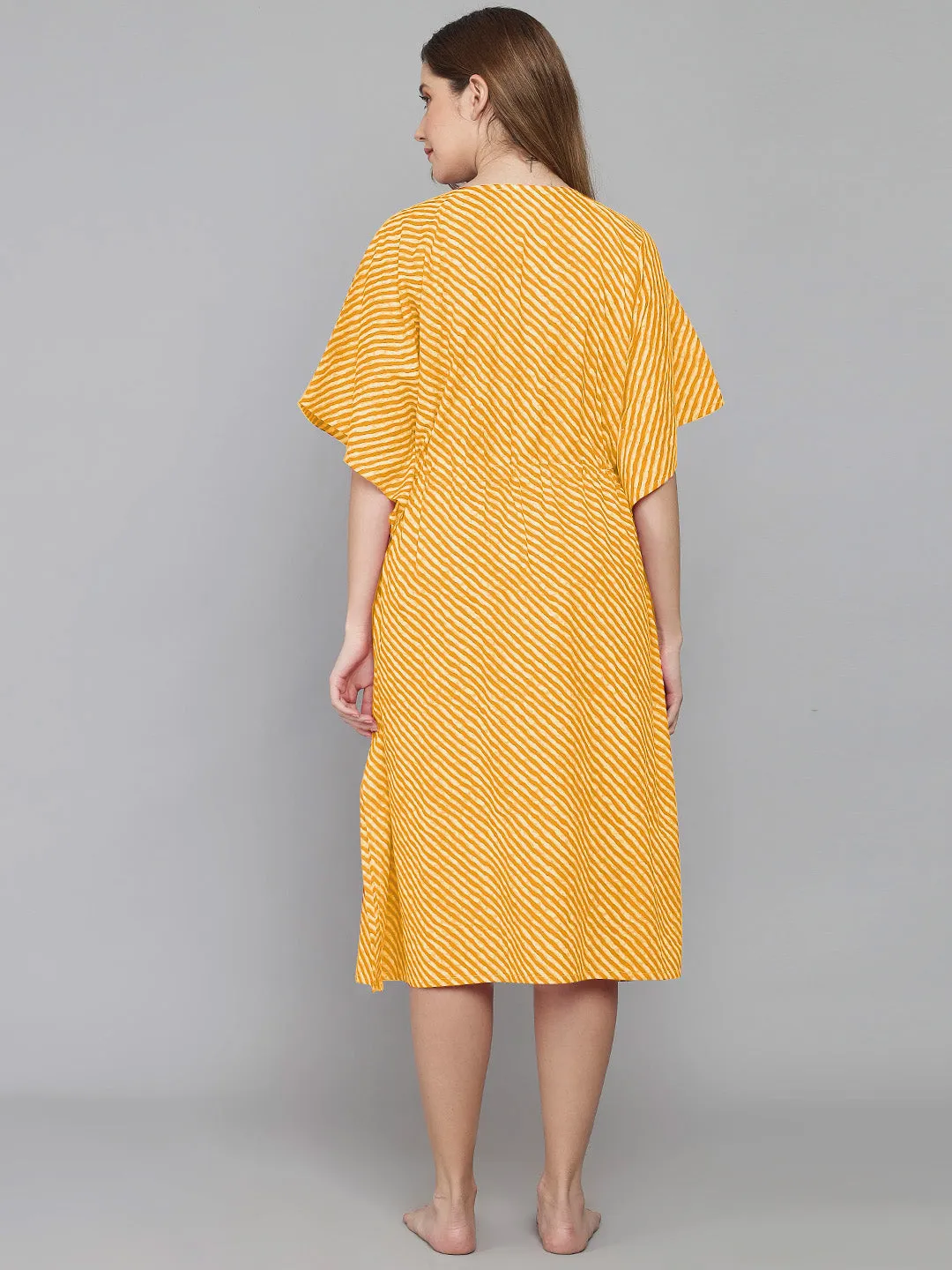 Leheriya Print Kaftan - Yellow