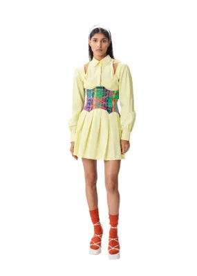 LEMON PLEATED SHIRT DRESS