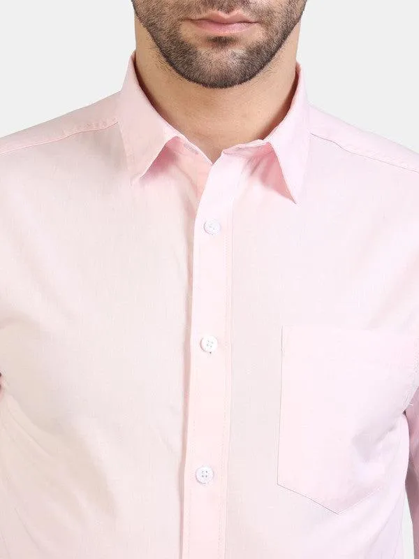 Life Roads full sleeve formal pink cotton shirt for Men and boy