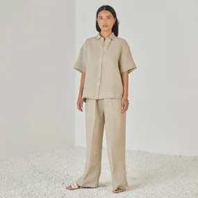 Linen Pant For Women | High Waist | Beige