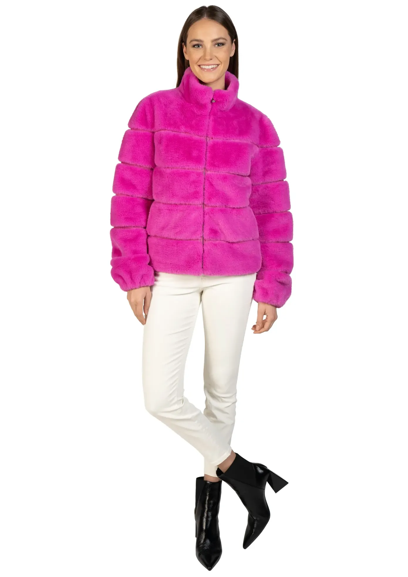 Lizzo Hot Pink Faux Fur Zip Jacket