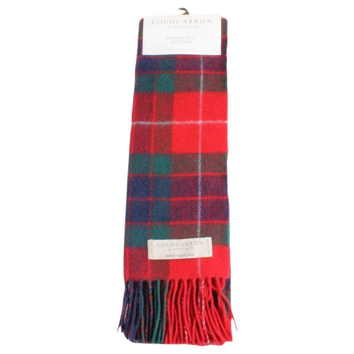 Locharron of Scotland Fraser Red Modern Lambwool Scarf - Red/Dark Green/Navy