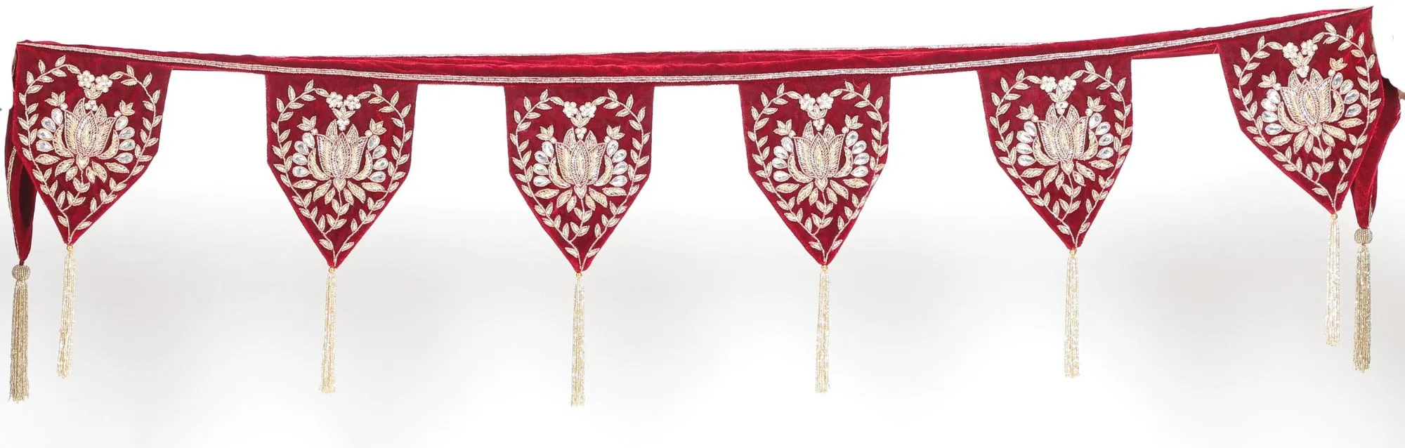 Lotus Red velvet Christmas Mantle Scarf Available in 2 sizes 60" & 72"