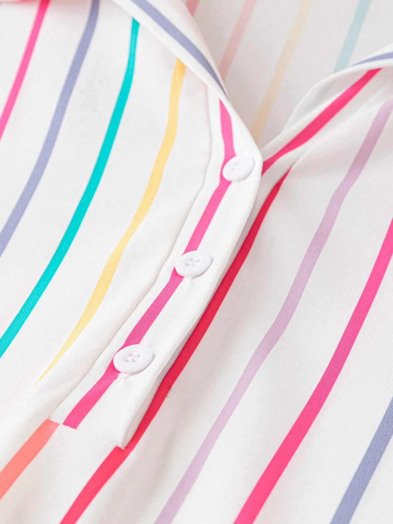LUNE Plus Striped Print Knot Cuff Shirt Dress