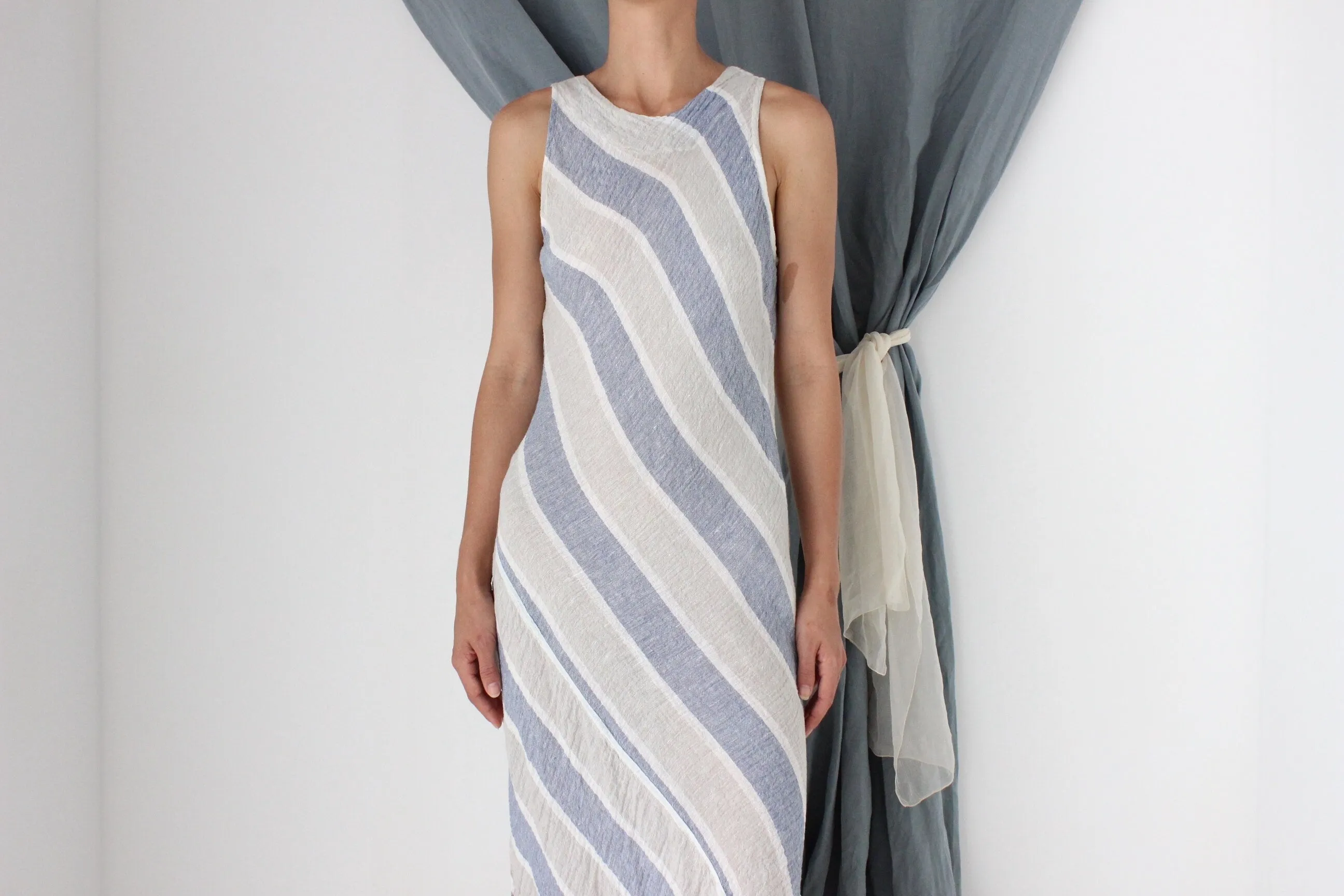 MADE IN ITALY Pure Italian Linen Bias Cut Dress