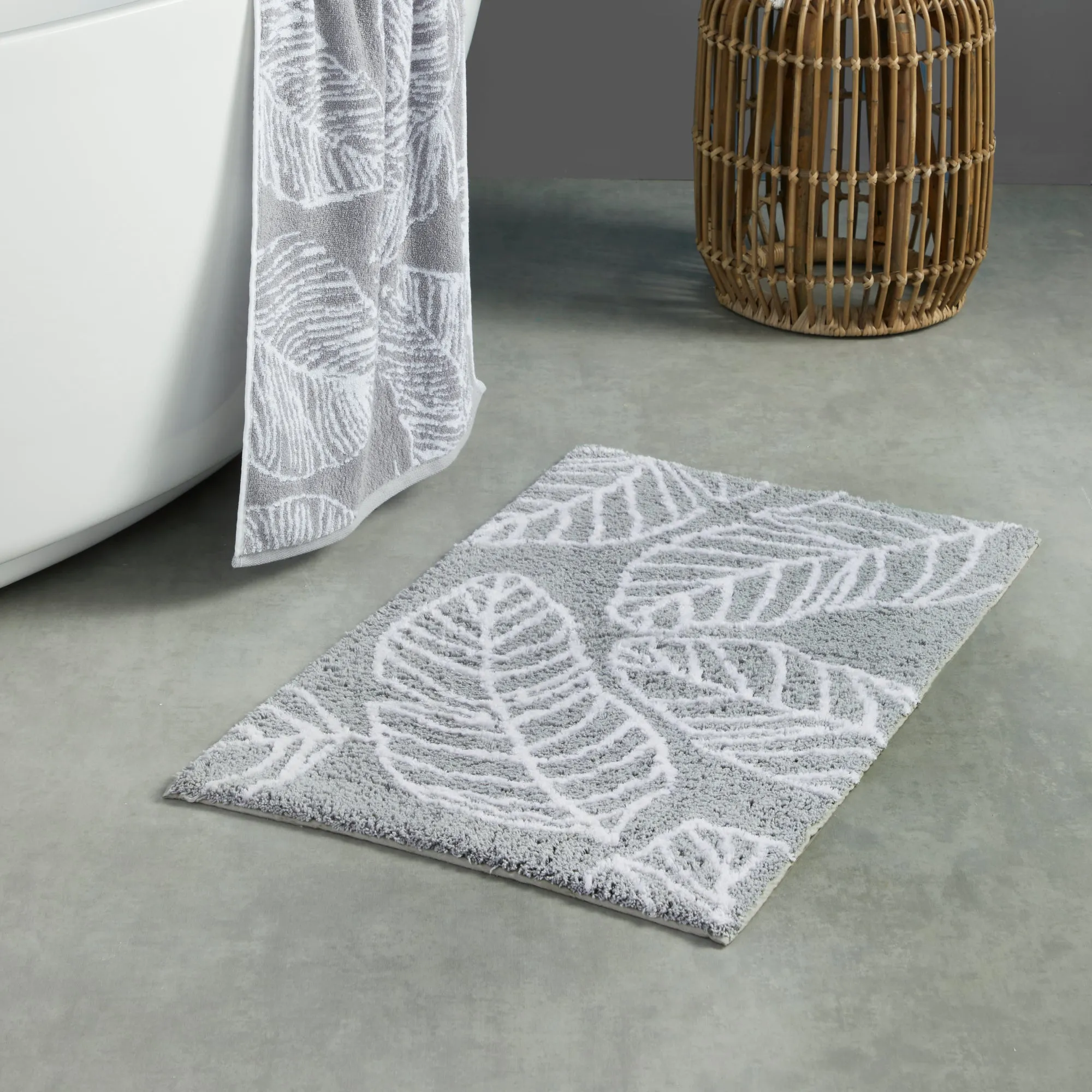Matteo Bath Mat by Fusion Bathroom in Grey 50 x 80cm