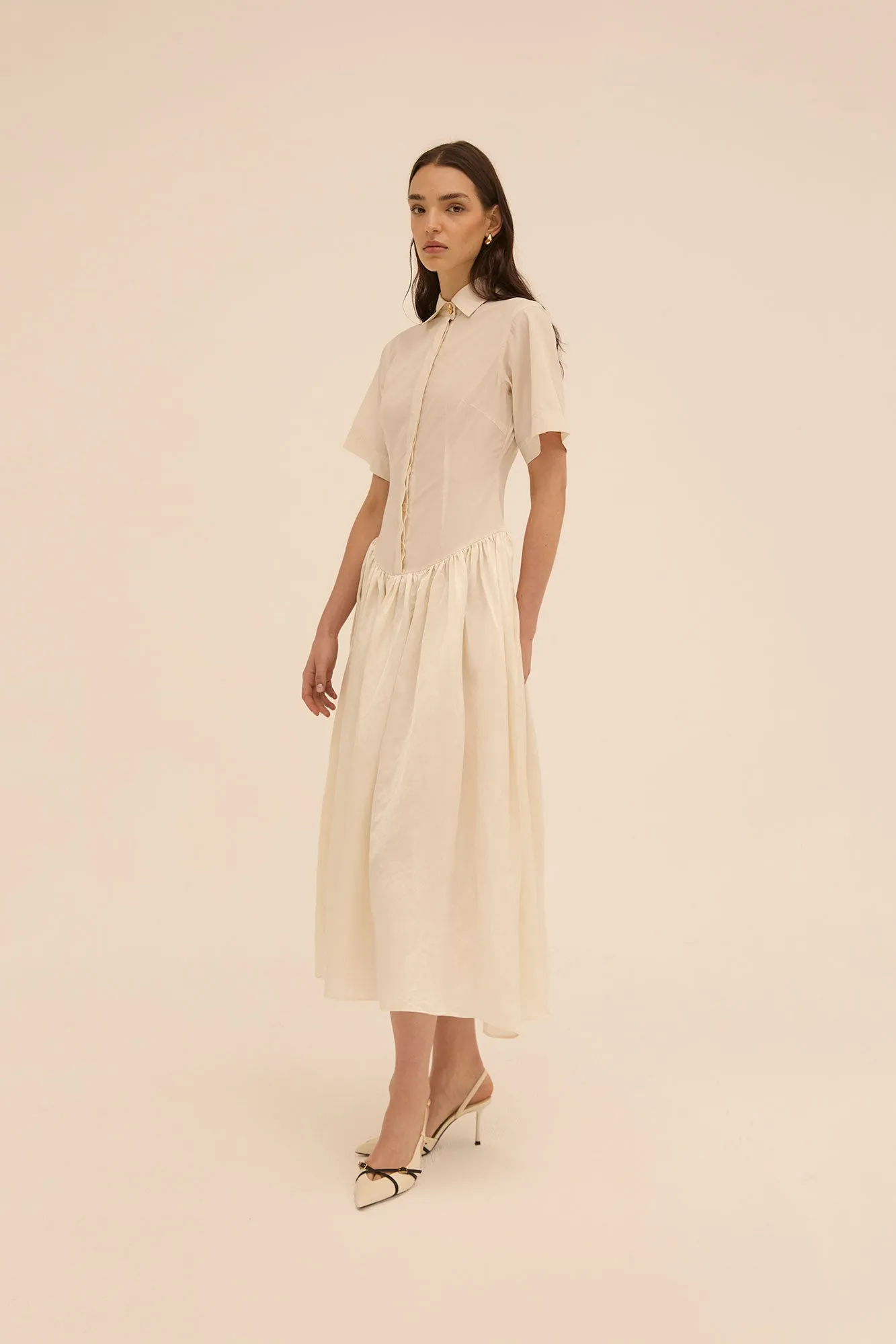 Mena Shirt Dress in Cream