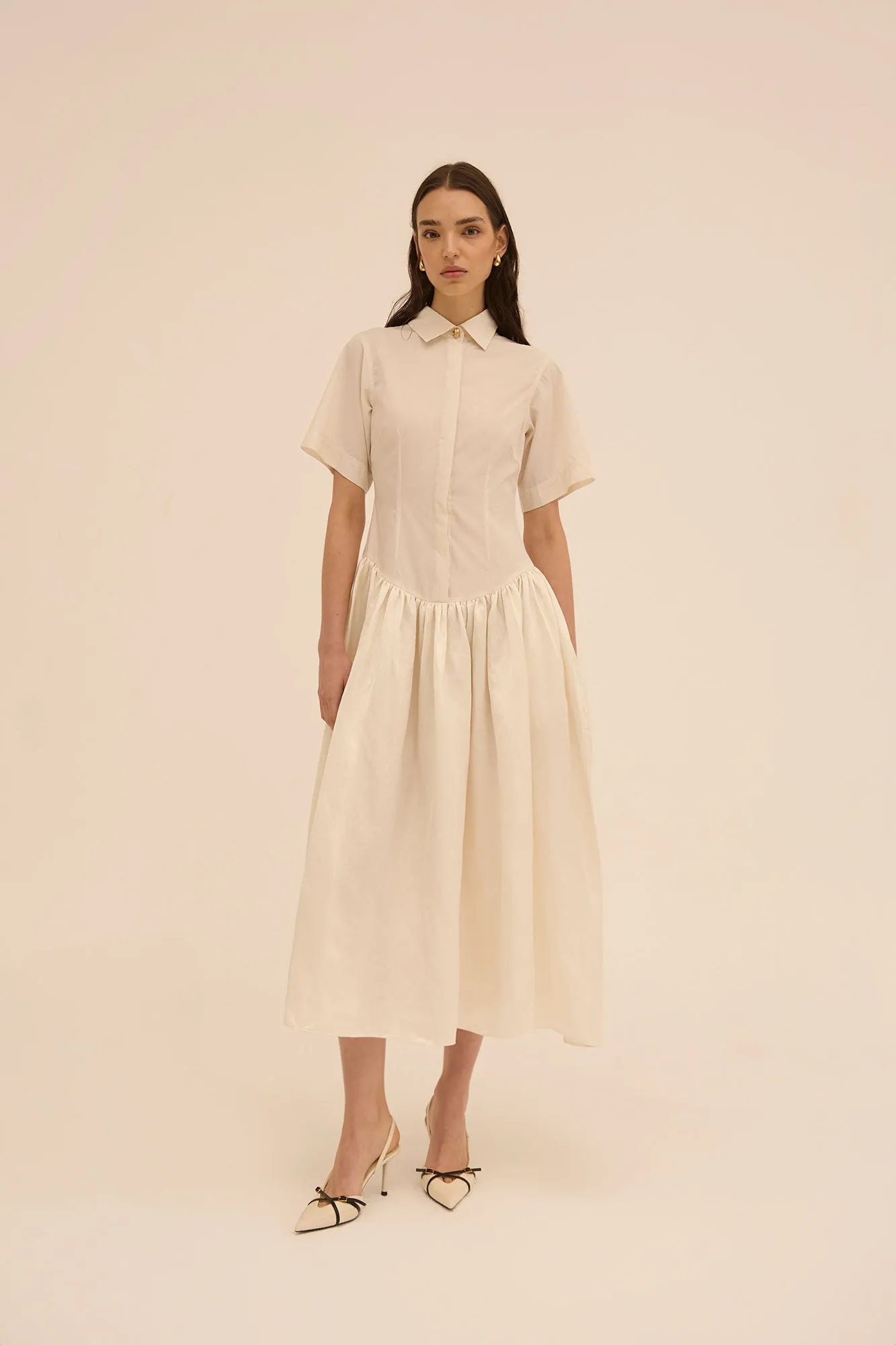 Mena Shirt Dress in Cream