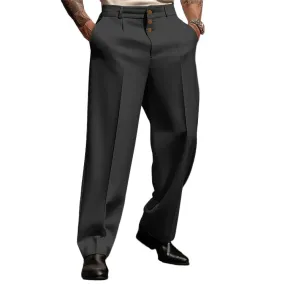 Men's Business Solid Three Button Pockets Straight Leg Suit Pants 250199996