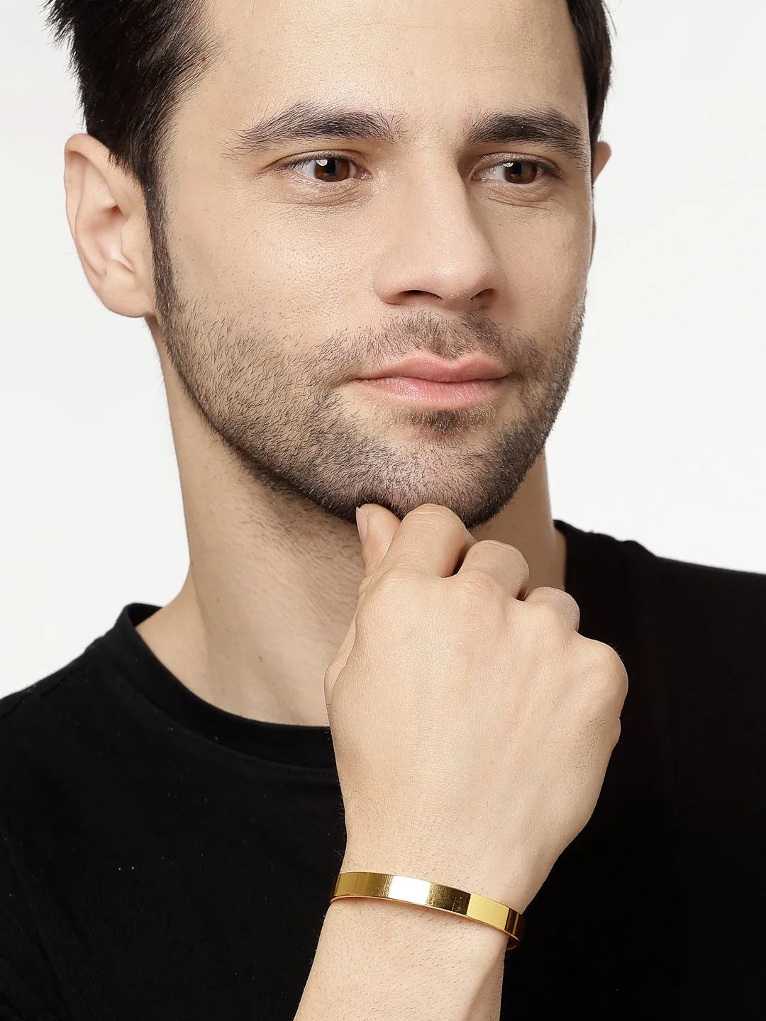 Men's Gold Stainless Steel Cuff Bracelet - NVR