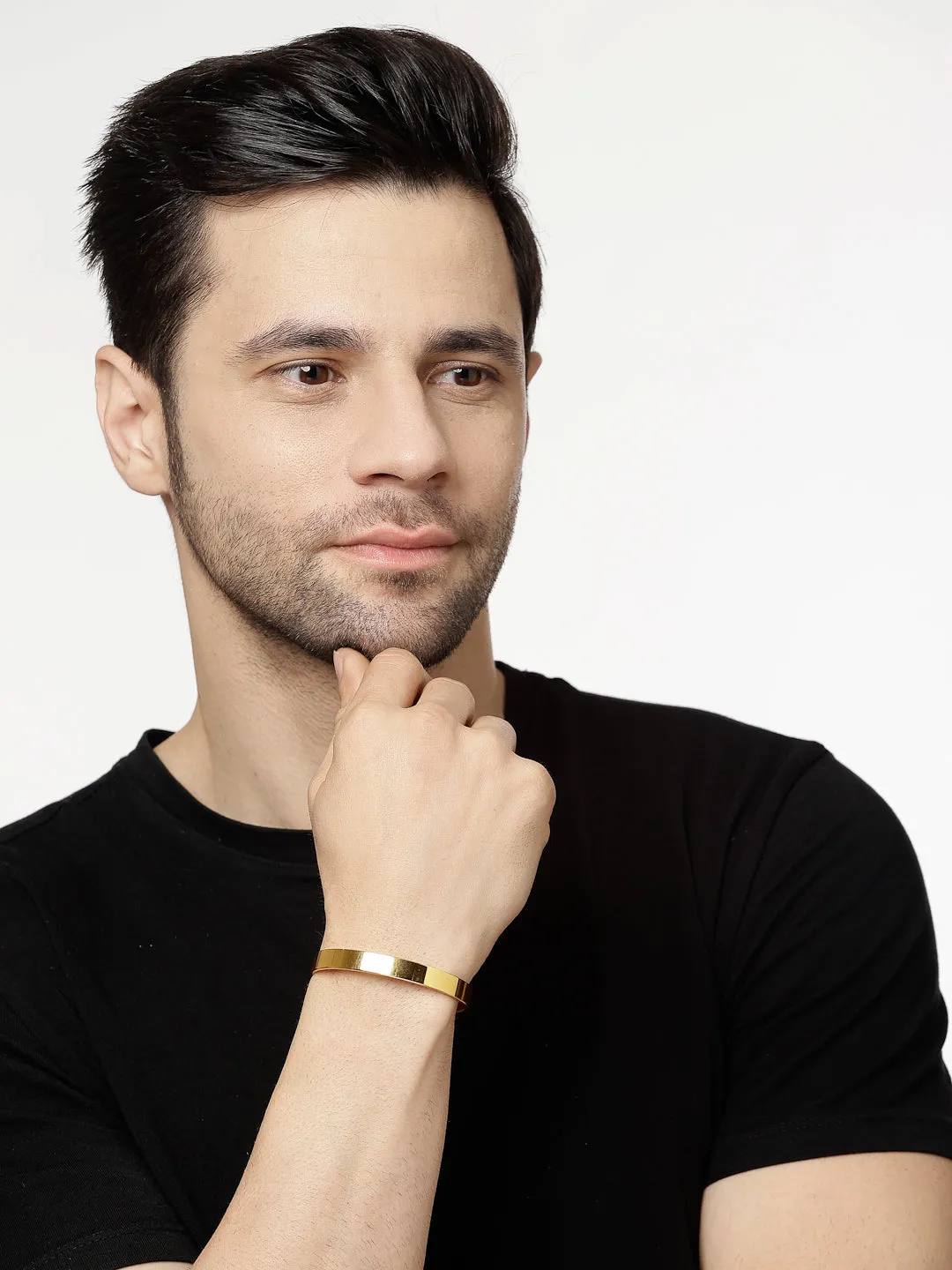 Men's Gold Stainless Steel Cuff Bracelet - NVR