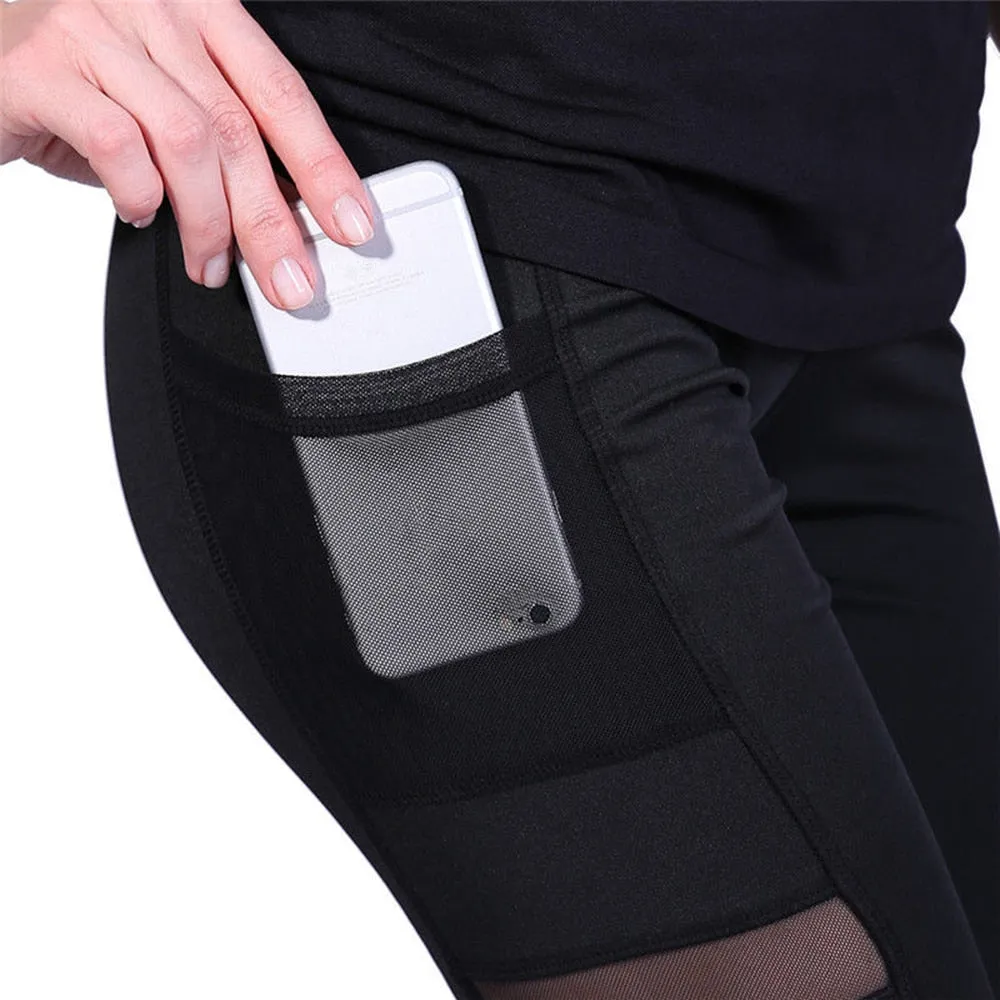 Mesh High Waist Three-Quarter Leggings with Pockets