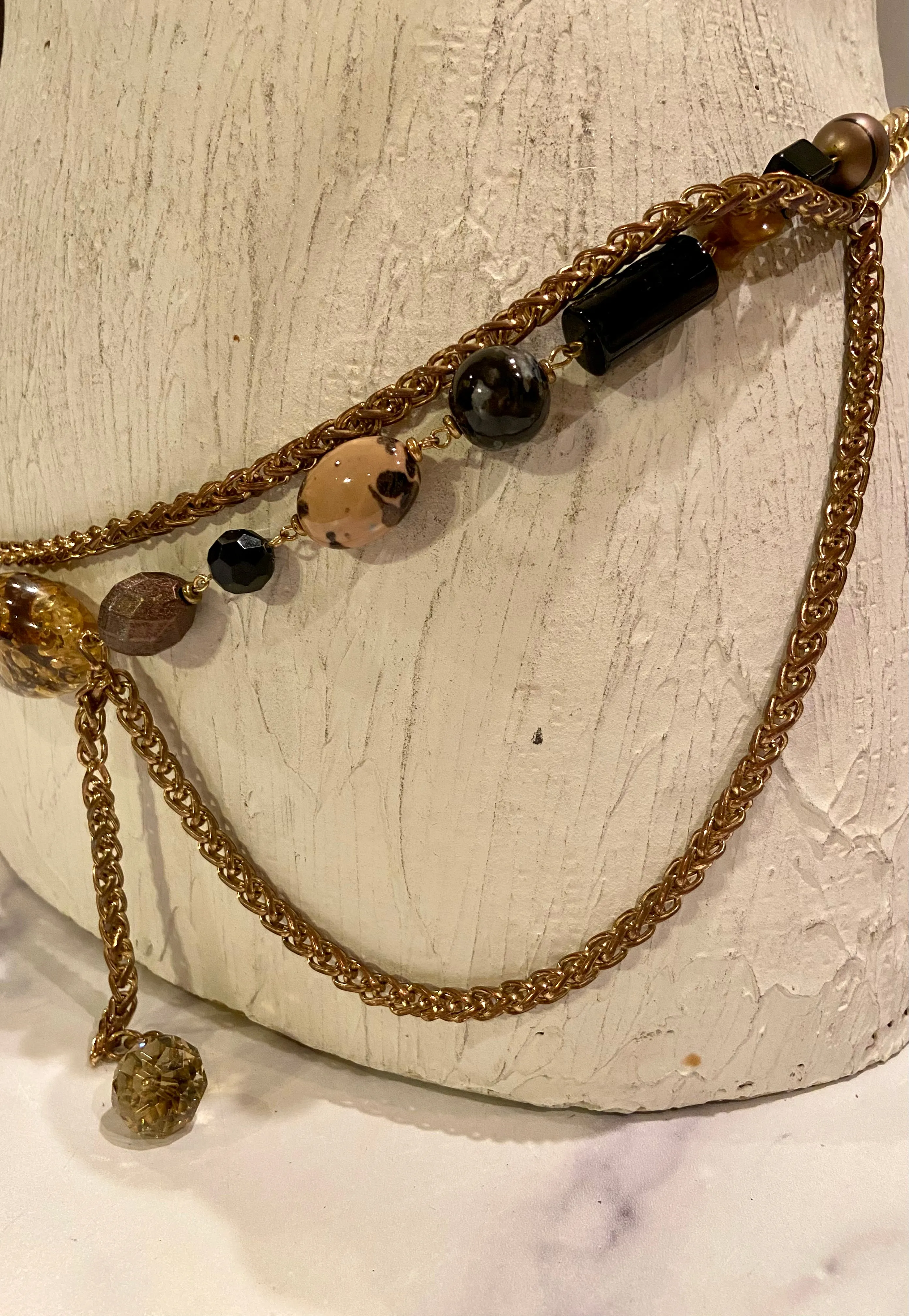 Metallic tone &  beads belt