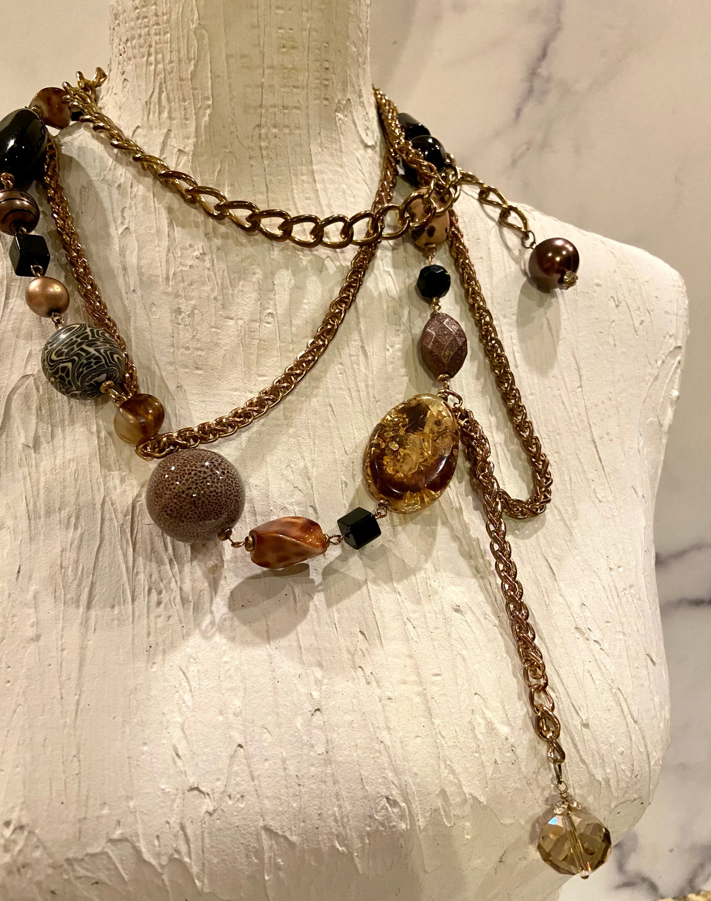 Metallic tone &  beads belt