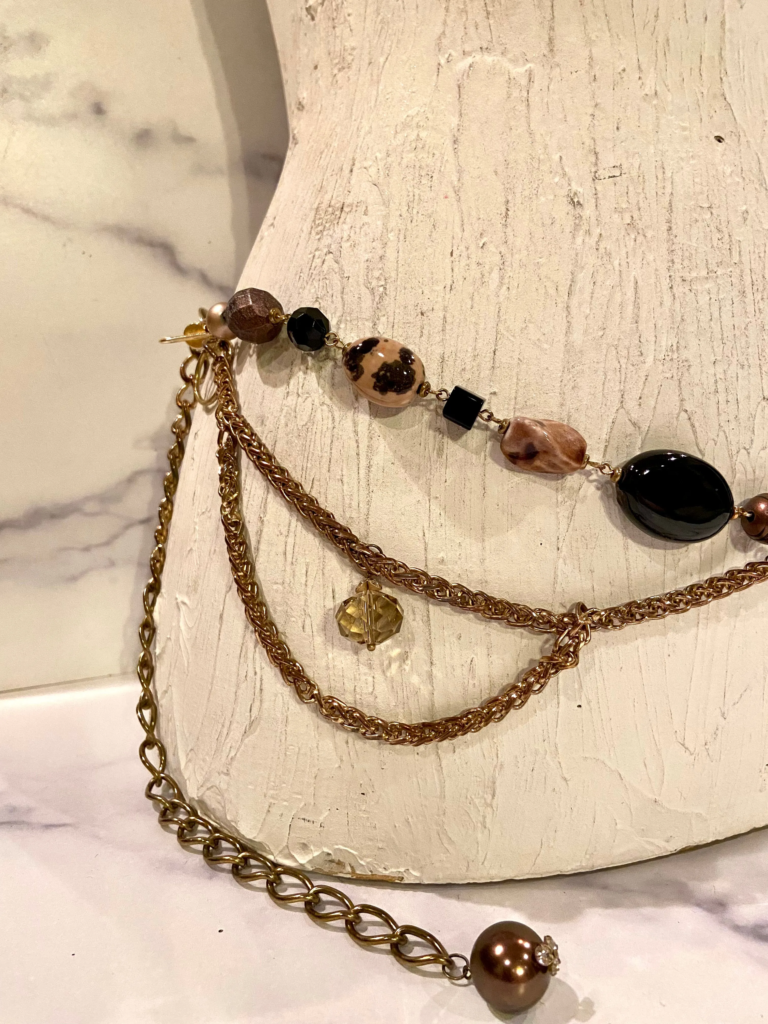 Metallic tone &  beads belt