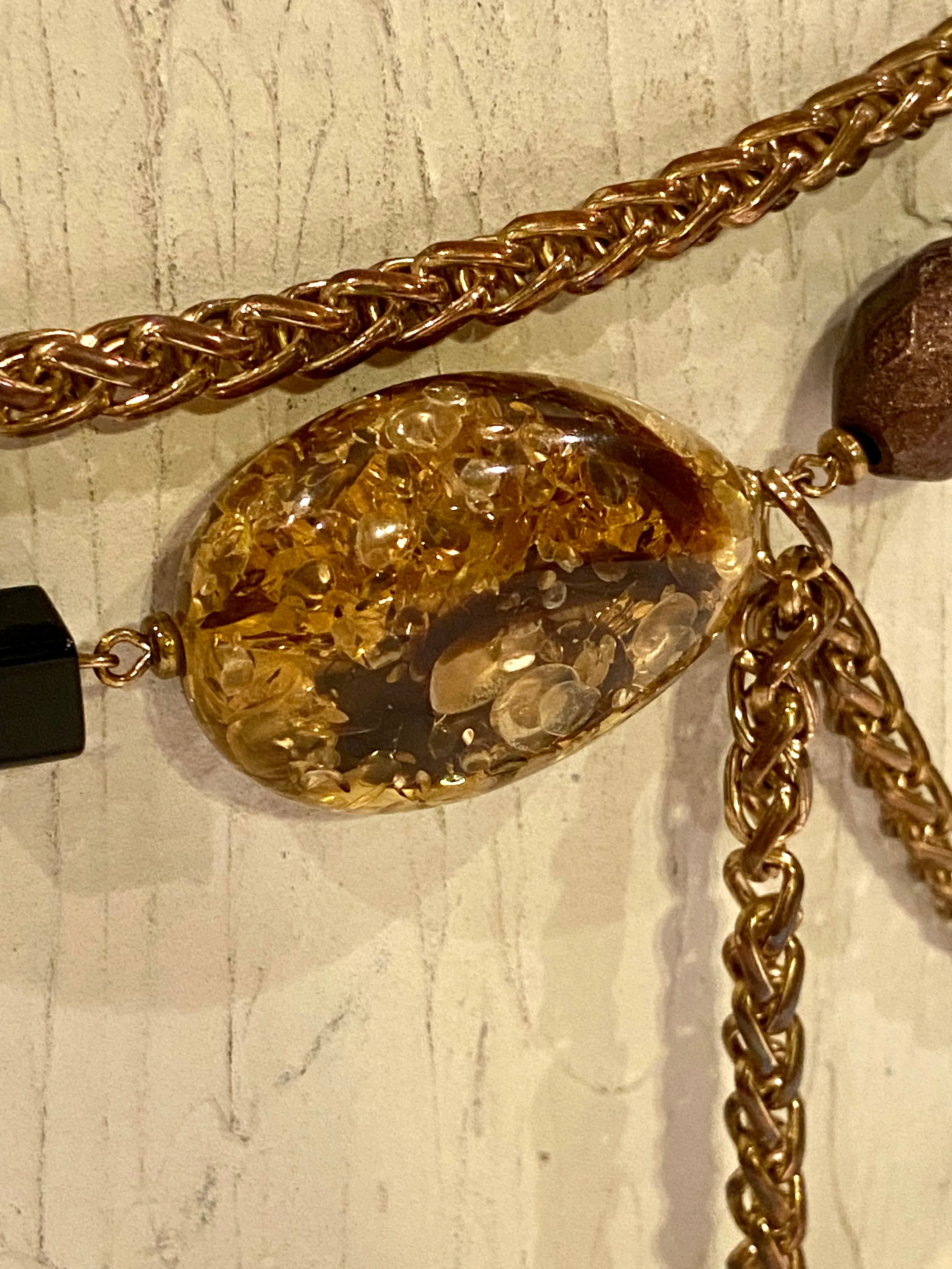 Metallic tone &  beads belt