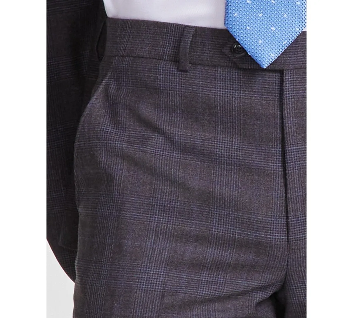 Michael Kors Mens Classic fit Dress Pants 34 / 32 Brown Plaid Stretch