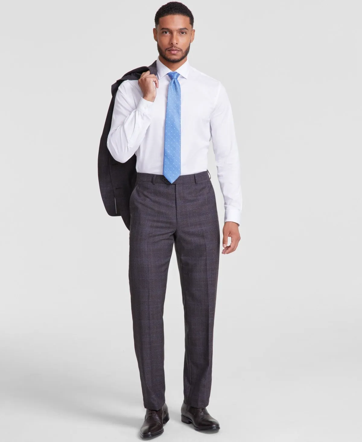 Michael Kors Mens Classic fit Dress Pants 34 / 32 Brown Plaid Stretch