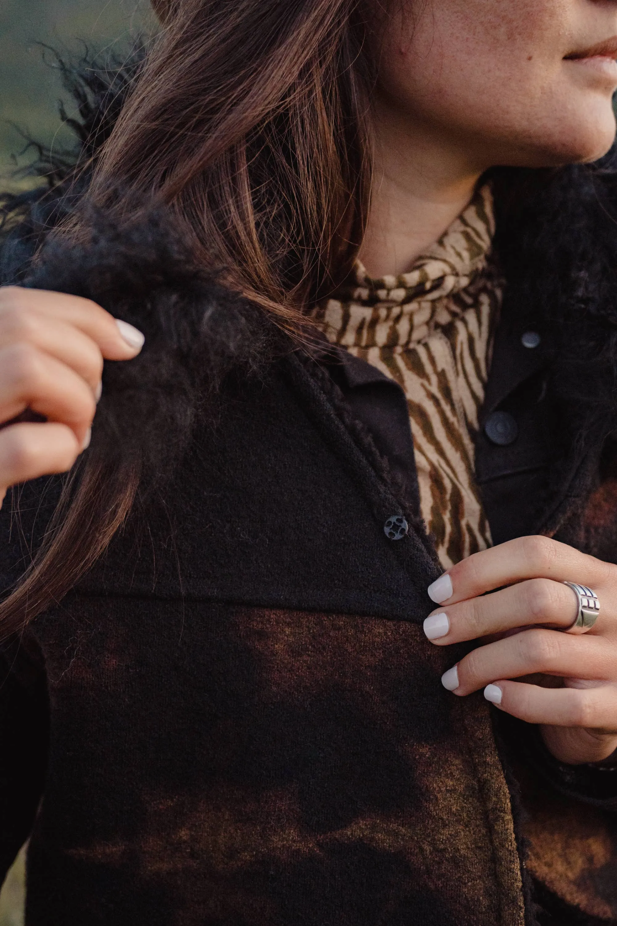 Mongolian Lamb & Shibori Wool Bolero