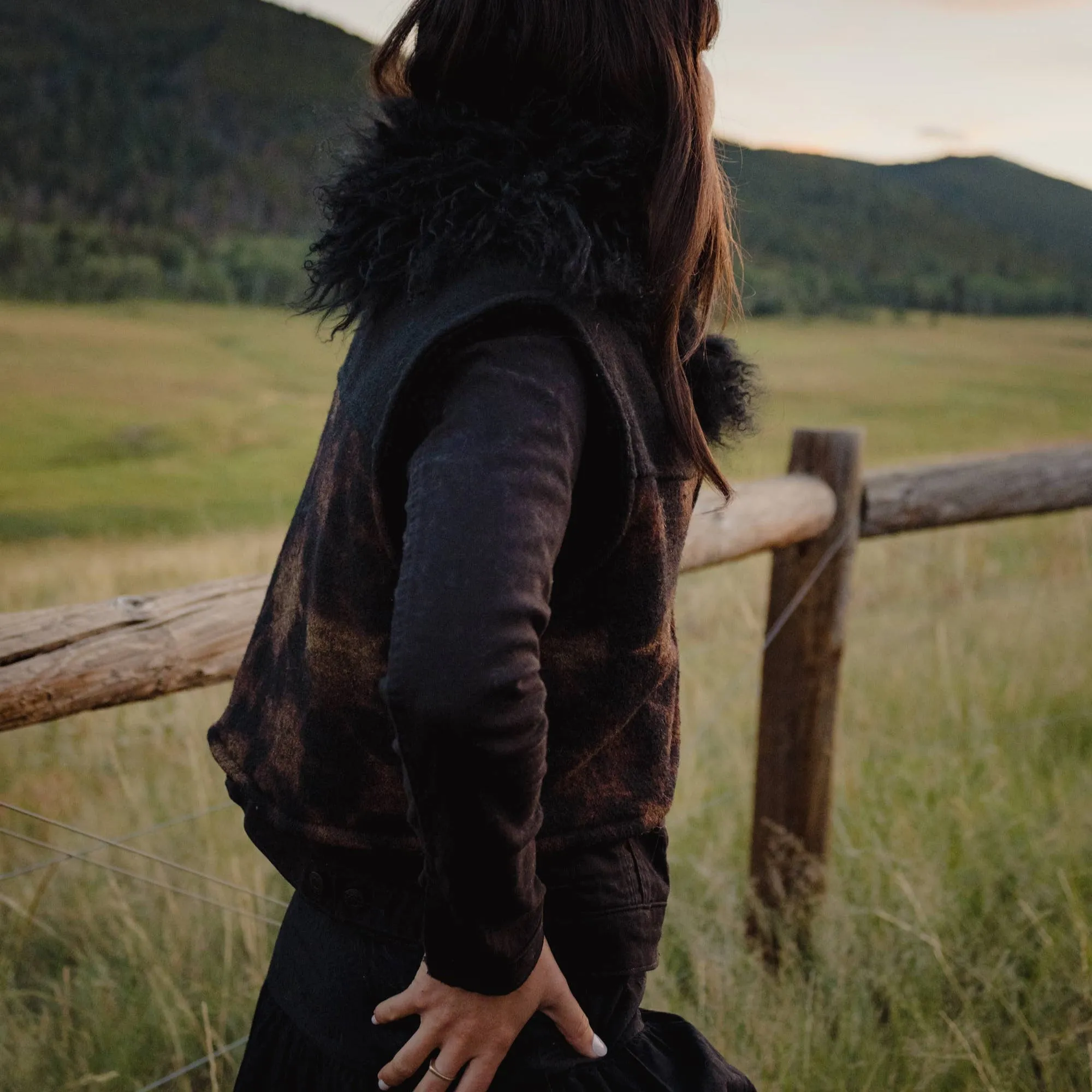 Mongolian Lamb & Shibori Wool Bolero
