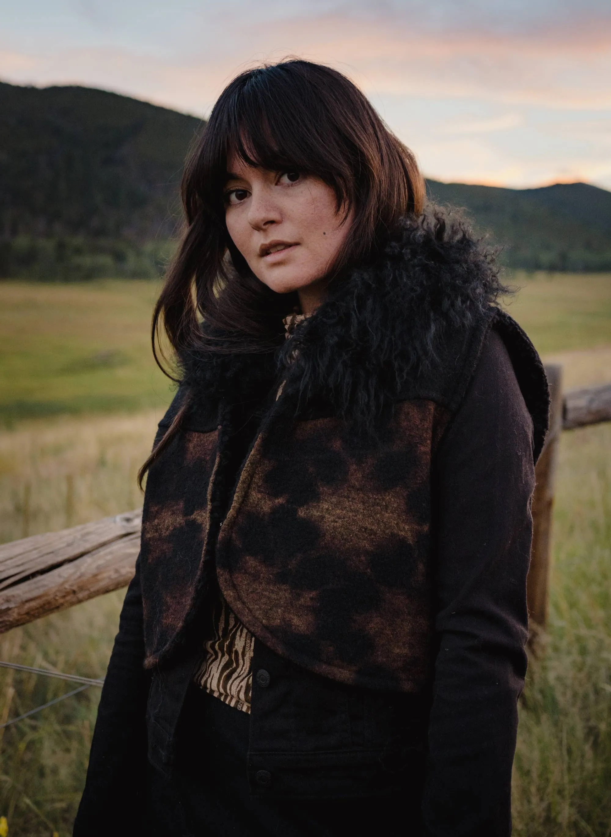 Mongolian Lamb & Shibori Wool Bolero