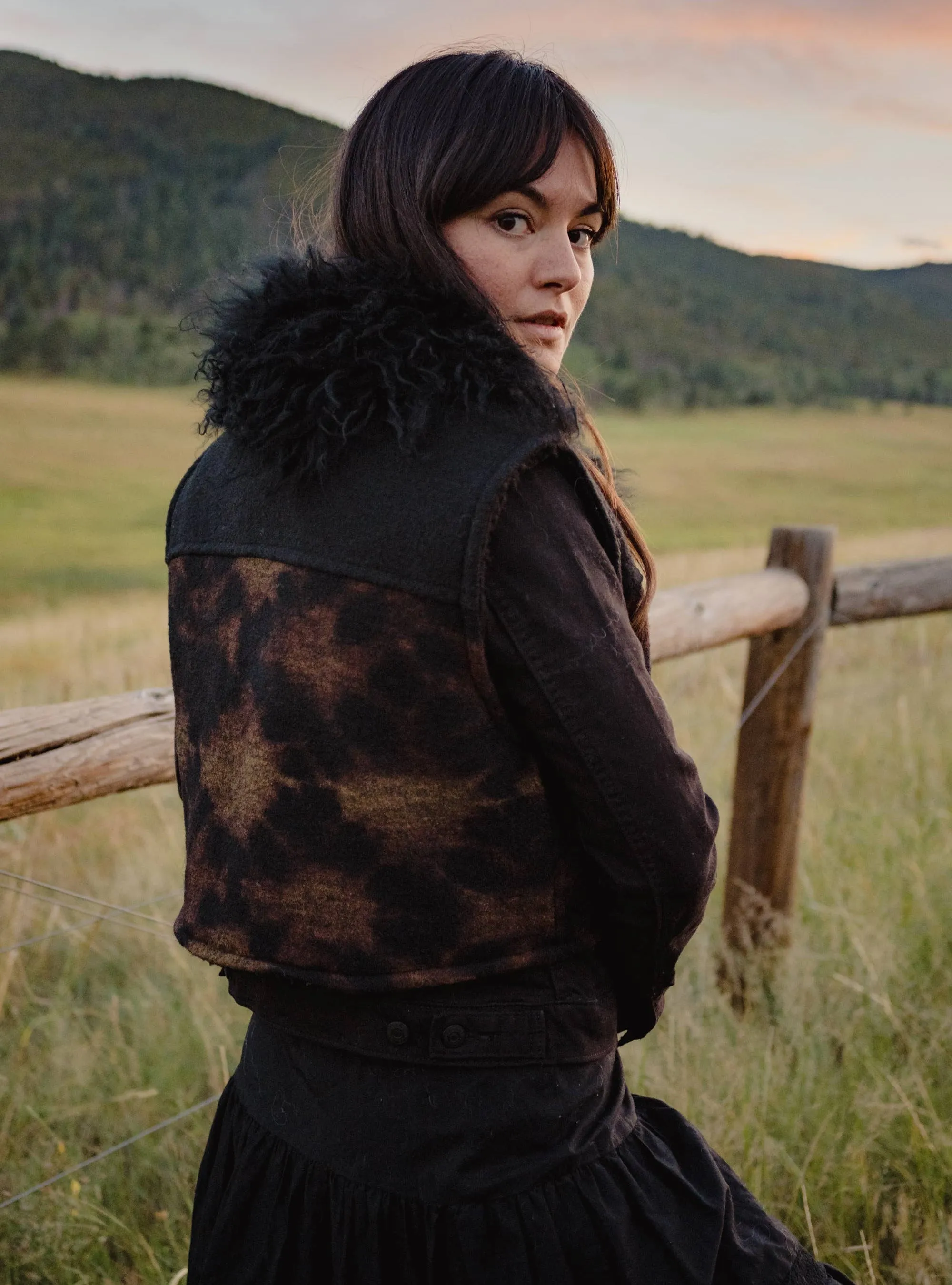 Mongolian Lamb & Shibori Wool Bolero