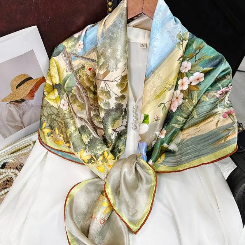 Mulberry Silk 14 Momme Square Scarf Boathouse 108x108 cm