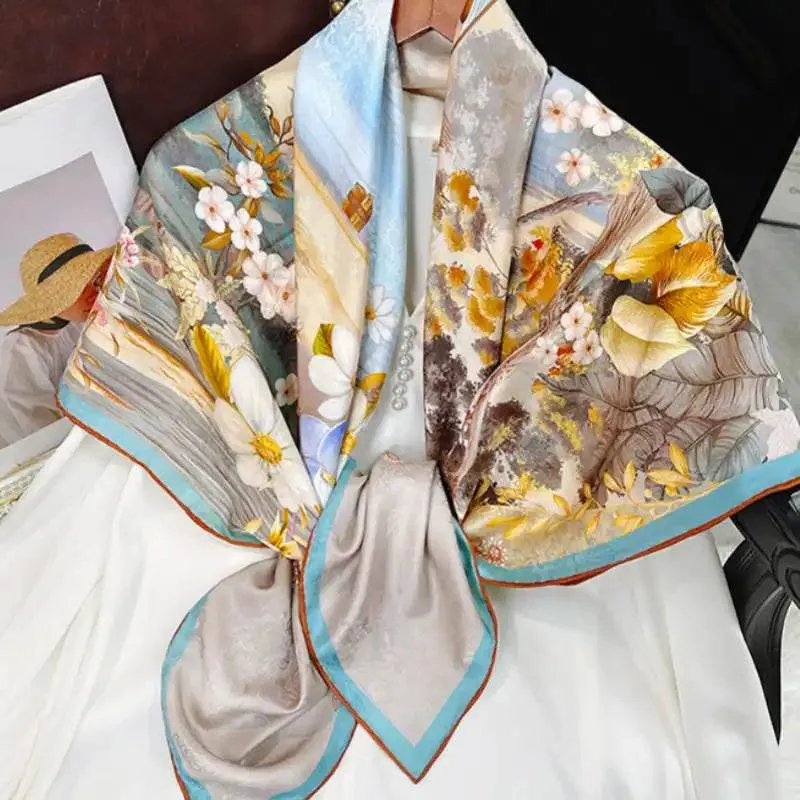 Mulberry Silk 14 Momme Square Scarf Boathouse 108x108 cm