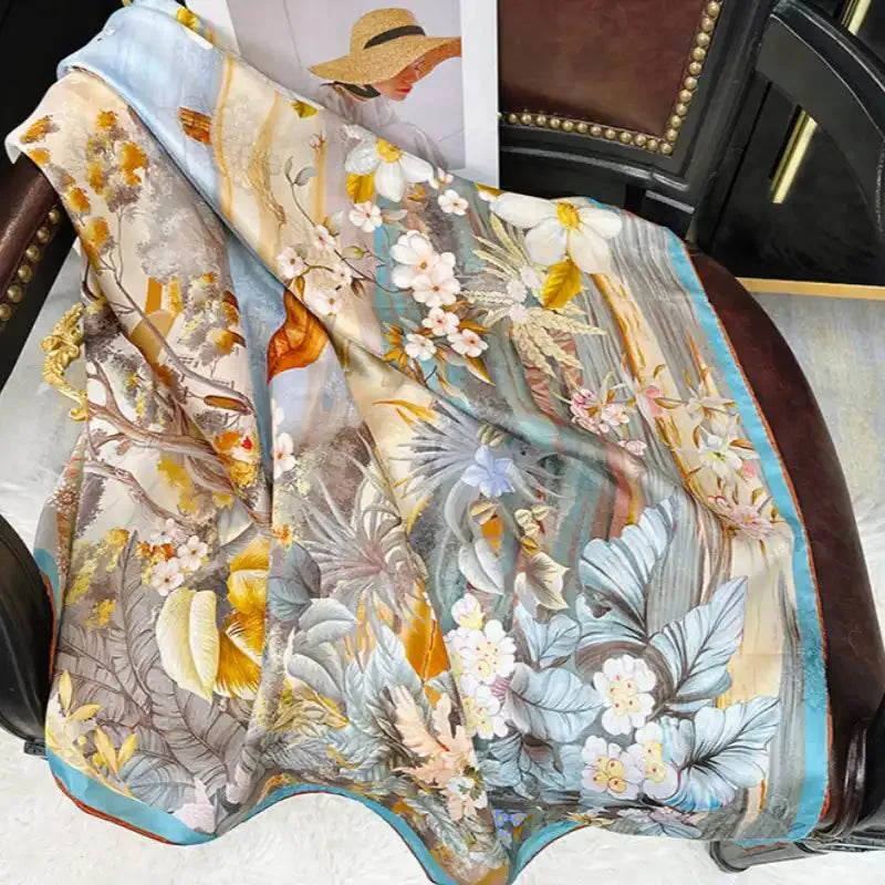 Mulberry Silk 14 Momme Square Scarf Boathouse 108x108 cm