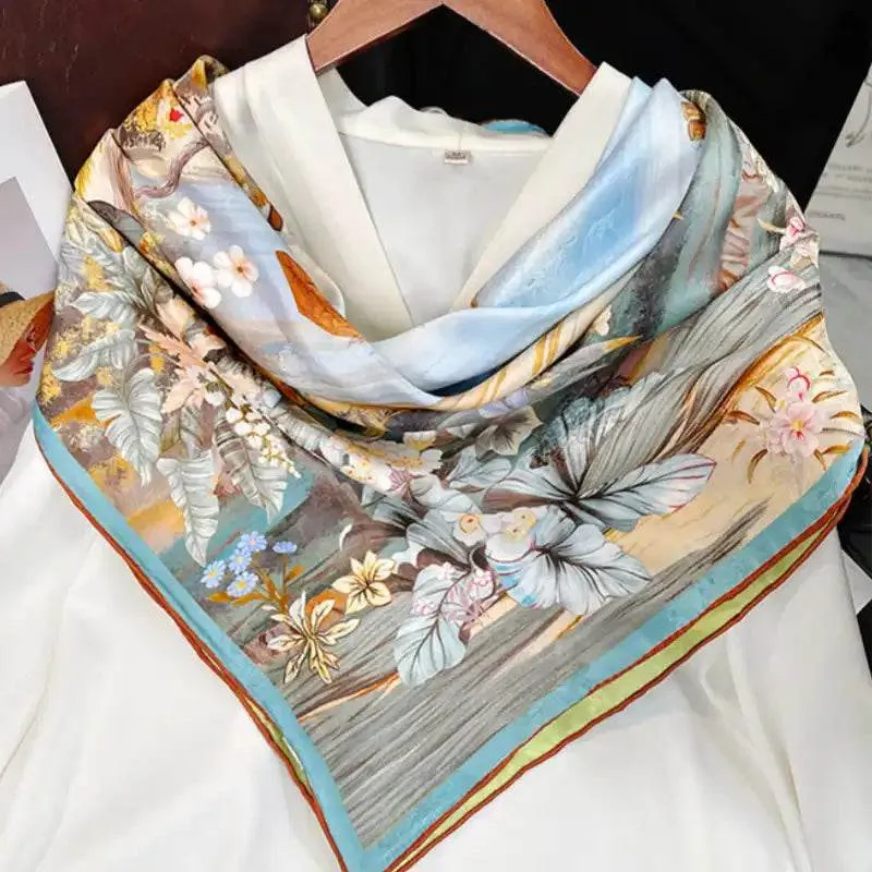 Mulberry Silk 14 Momme Square Scarf Boathouse 108x108 cm