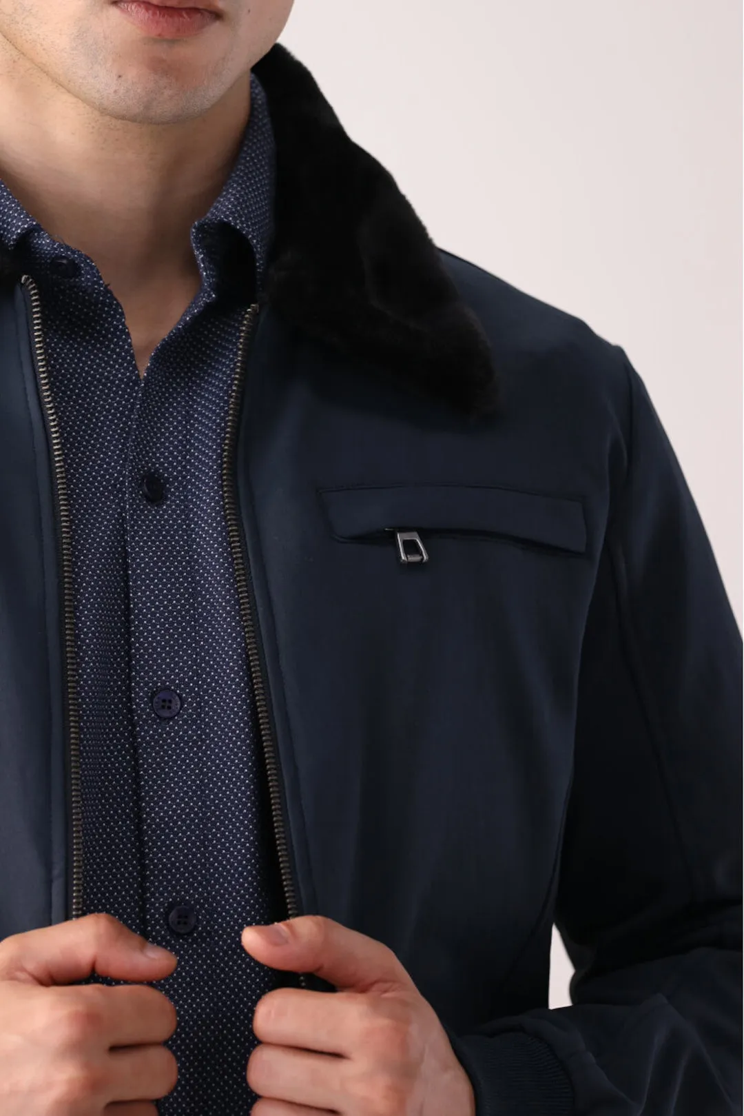 Navy Blue Full-Sleeve Jacket