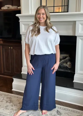 Navy Wide Leg Pants