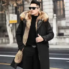 New imitation fox fur grass oversized plush men's coat, medium length autumn and winter