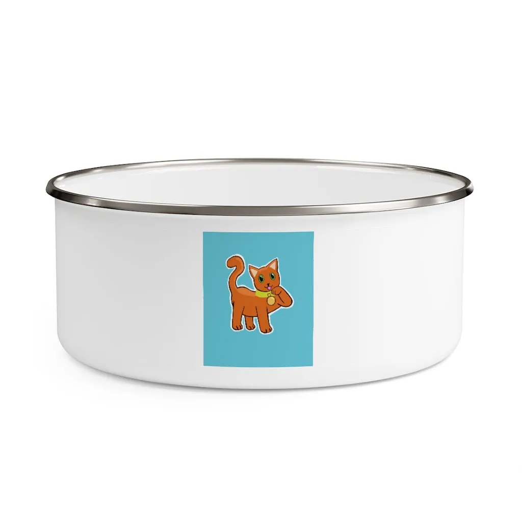 Orange Kitty Enamel Bowl
