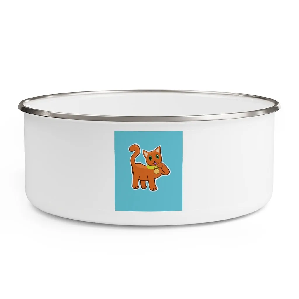 Orange Kitty Enamel Bowl