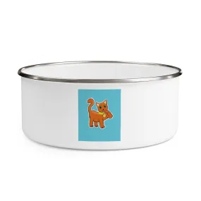Orange Kitty Enamel Bowl