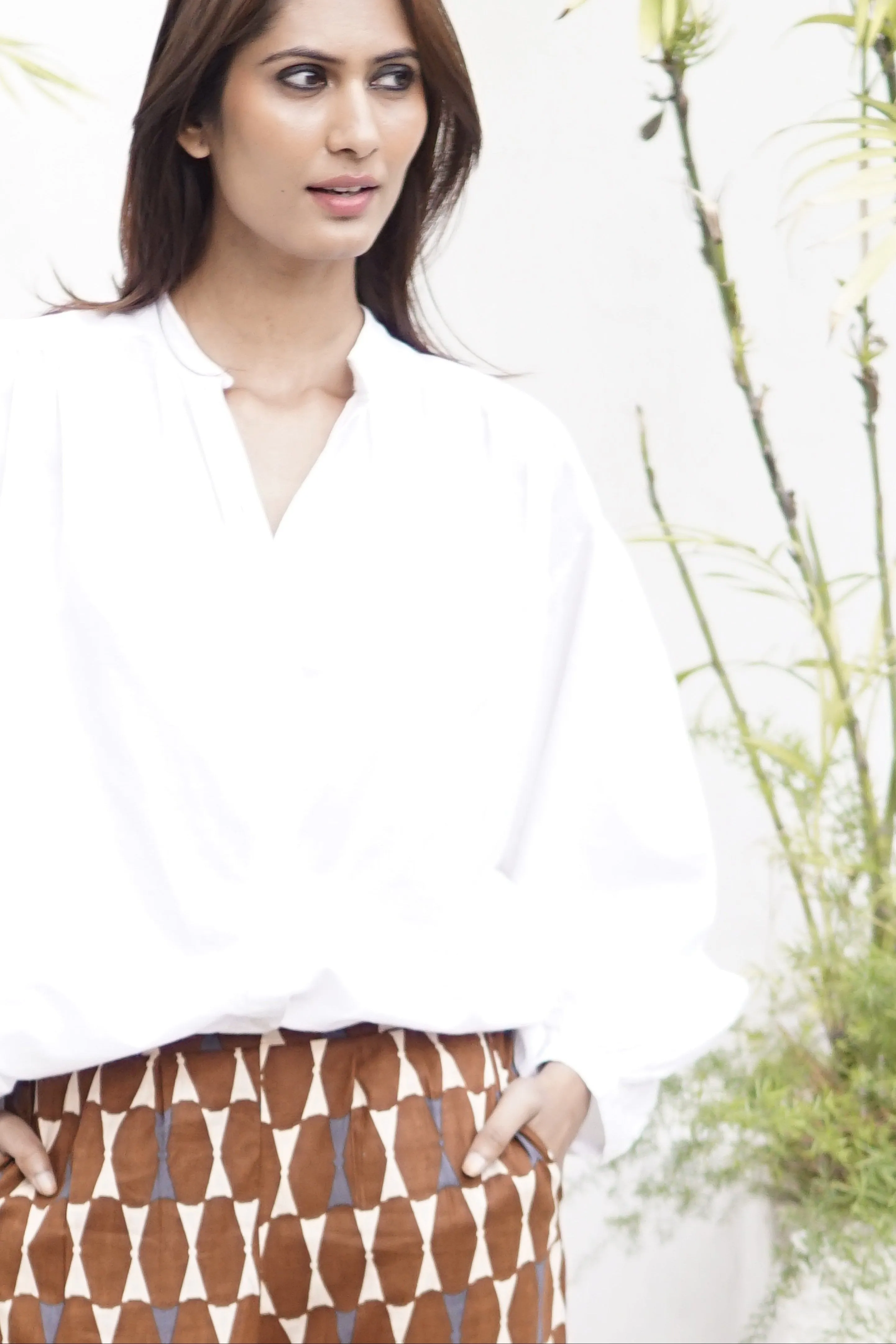 Pants, cotton summer pants with pockets, tan coloured block print cotton trousers with pockets